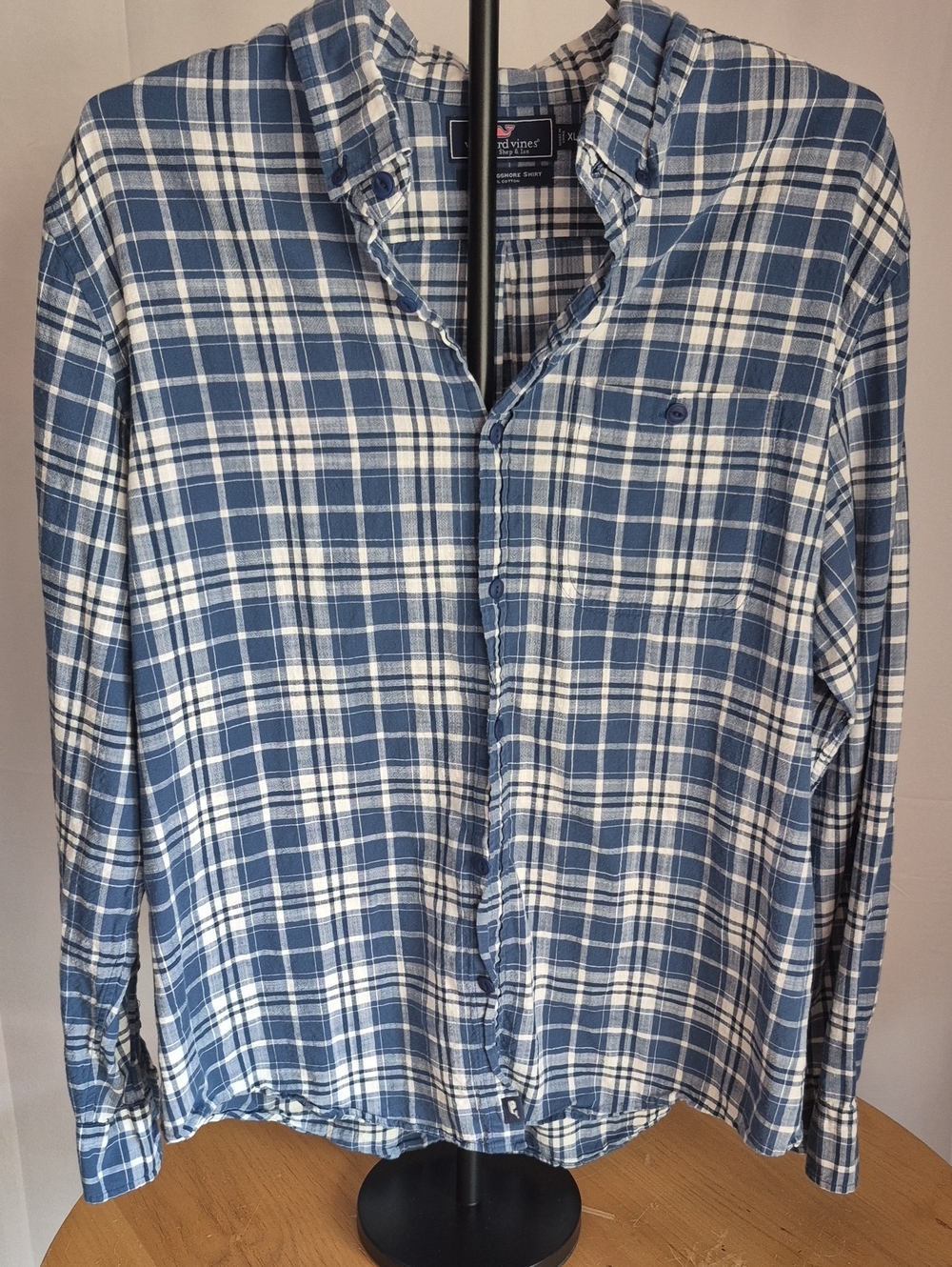 Vineyard Vines Indigo & White Plaid Button-Down Shirt